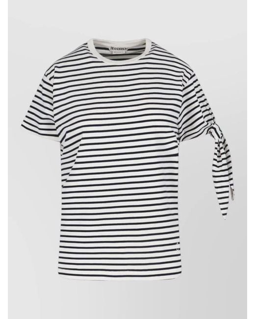 J.W. Anderson Gray Crew Neck Striped Top Side Tie Detail