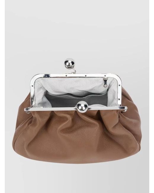 Weekend by Maxmara White Pasticcino Medium Leather Clutch