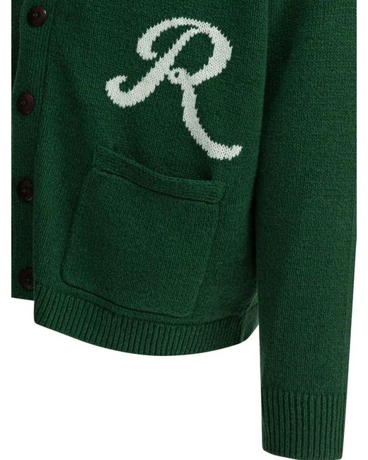 Polo Ralph Lauren Green Intarsia Logo V-Neck Cardigan for men