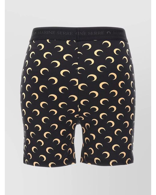 MARINE SERRE Black Printed Technical Biker Shorts