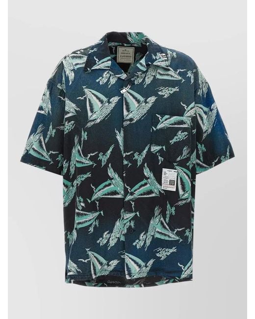 Maison Mihara Yasuhiro Blue Short Sleeve Shirt Chest Pocket Graphic for men