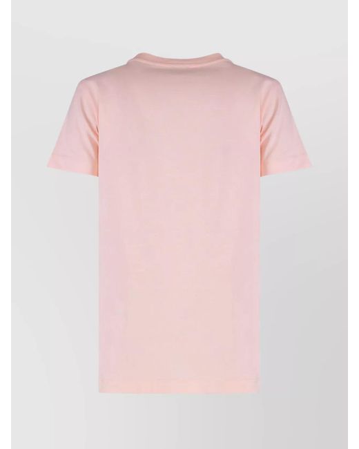 Pinko Pink Cotton Ribbed Crew-Neck T-Shirt