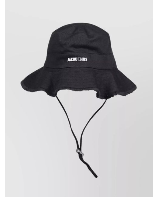 Jacquemus Black Cotton Frayed Bucket Hat
