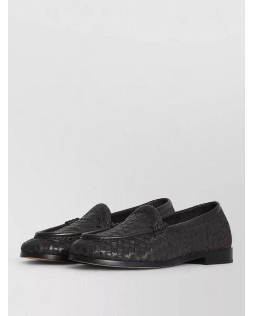 Bottega Veneta Black Silenzio Nappa Leather Loafers Intrecciato for men
