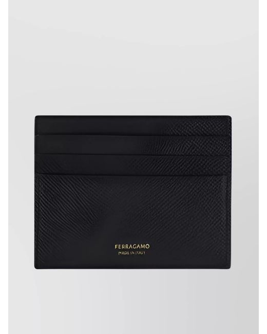 Ferragamo Black Leather Card Holder for men