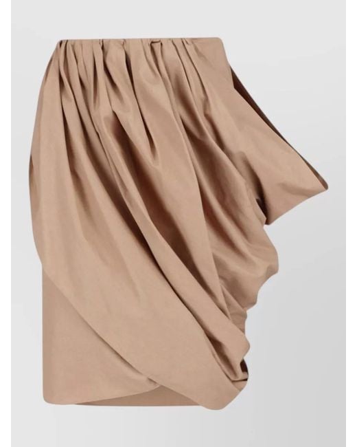 Chloé Natural Draped Midi Skirt Elastic Waistband Pocket