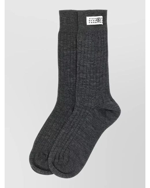 MM6 by Maison Margiela Black Signature Numeric Ribbed Mid Calf Socks