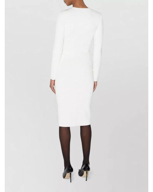 Elisabetta Franchi White Midi Dress Bodycon Fit High Waist
