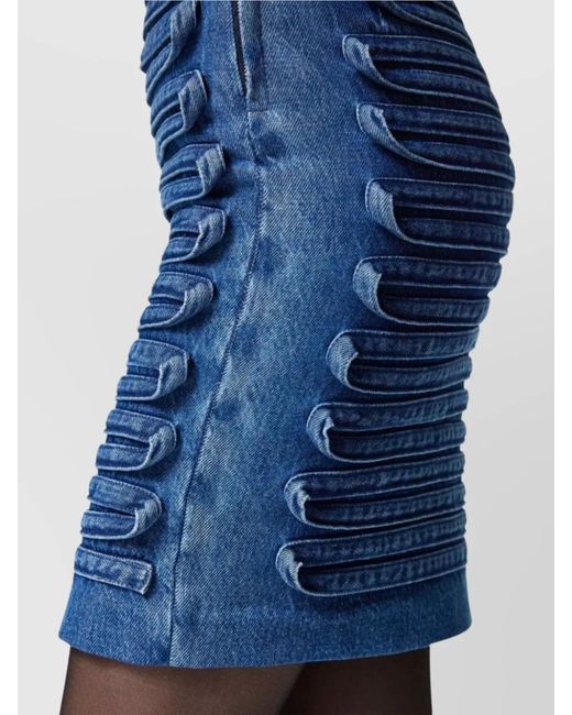 Versace Blue Denim High-Rise Paneled Mini Skirt