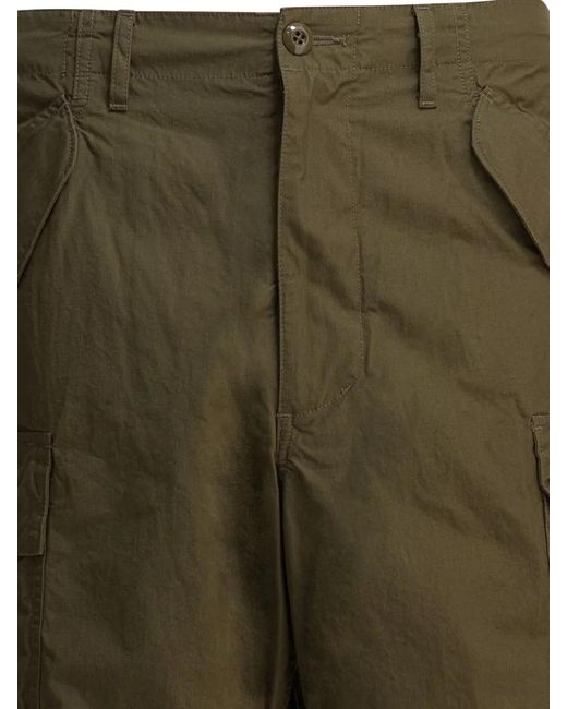 Beams Plus Green Mil Cargo Shorts Back And Side Pockets for men