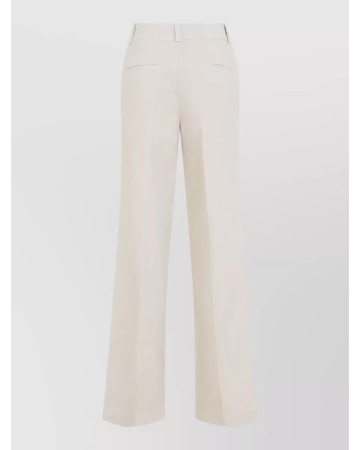 Peserico White Cotton High-Rise Wide-Leg Trousers