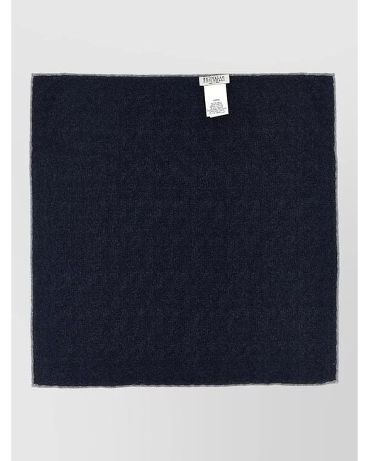 Brunello Cucinelli Blue Double Face Wool Square Scarf Layering for men