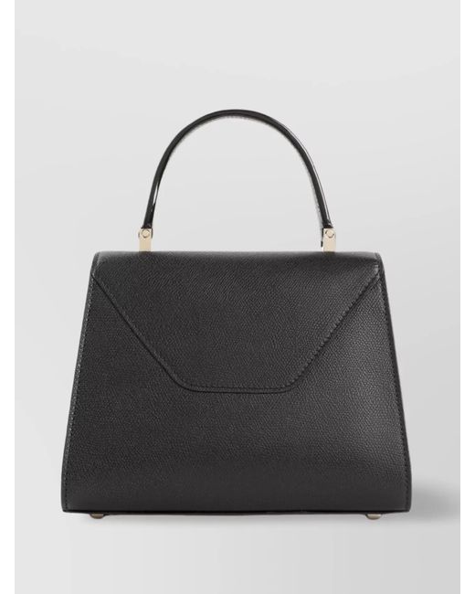 Valextra Black Top Handle Structured Tote Bag