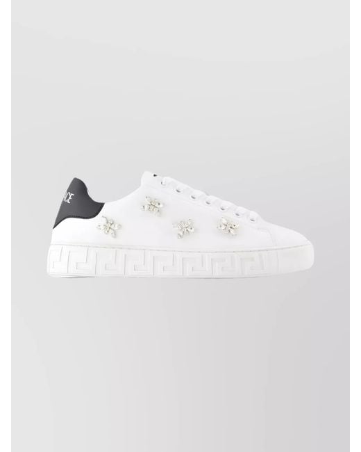 Versace White La Greca Low-Top Sneakers Canvas
