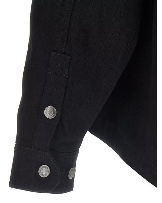 Carhartt Black Button-Down Collar Overshirt Chest Pockets for men