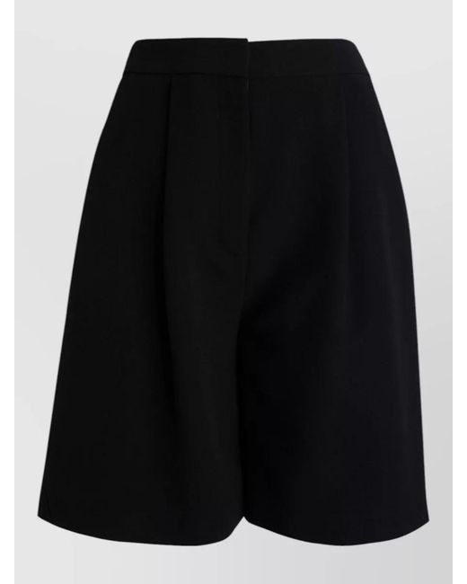 SIMONA CORSELLINI Black Pleated Tailored Shorts