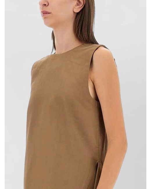 Uma Wang Natural Aura Midi Dress Asymmetric Hem V Back