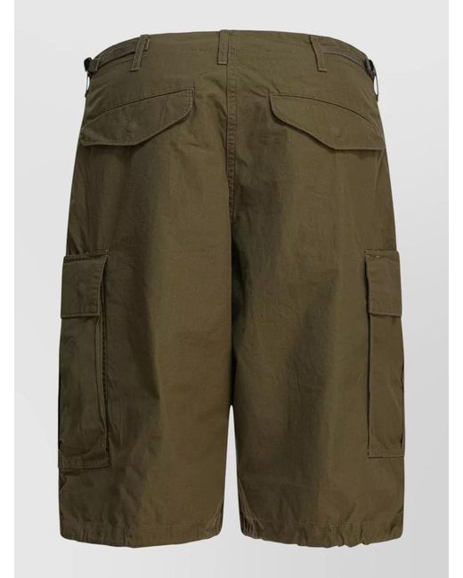 Beams Plus Green Mil Cargo Shorts Back And Side Pockets for men