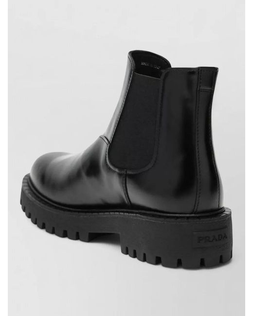 Prada Black Ankle Boots Chunky Sole Elastic Panels for men