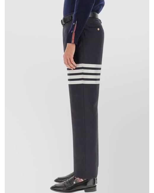 Thom Browne Blue Wool Regular-Fit Straight-Leg Trousers for men