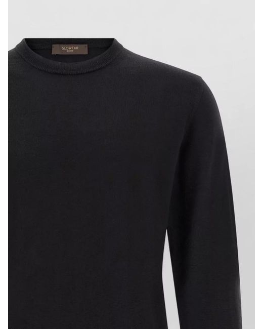 Zanone Black Wool Crew Neck Regular Fit Sweater for men