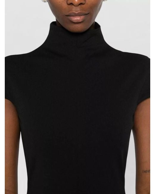 Solace London Black Maxi Dress High Neck Cap Sleeves Fitted