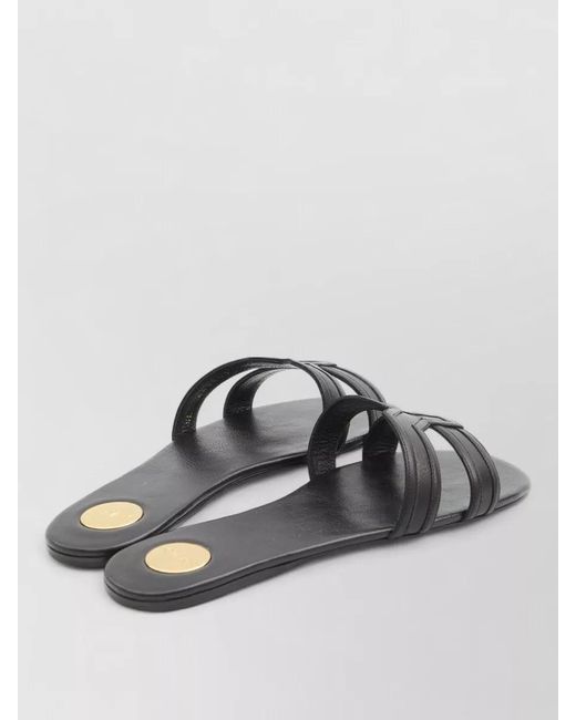 Saint Laurent Gray Leather Slides