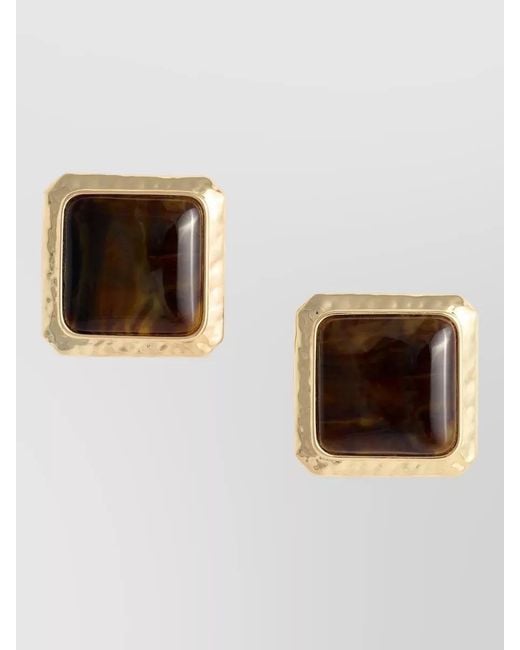 Self-Portrait Brown Enamel Stud Earrings