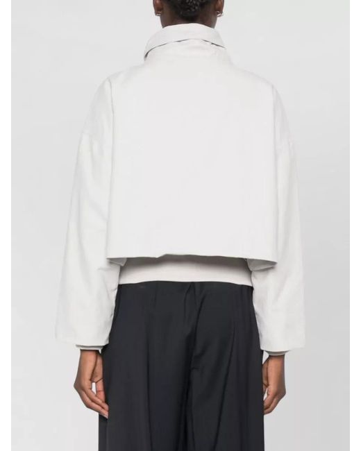Emporio Armani White Cropped Cotton Blend Blouson Jacket