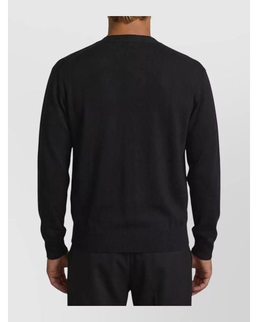 Lemaire Black Ribbed Asymmetric V-Neck Wool-Blend Cardigan