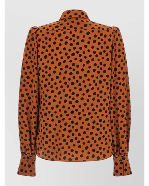 Valentino Garavani Brown Long Sleeve Shirt Polka Dot Design