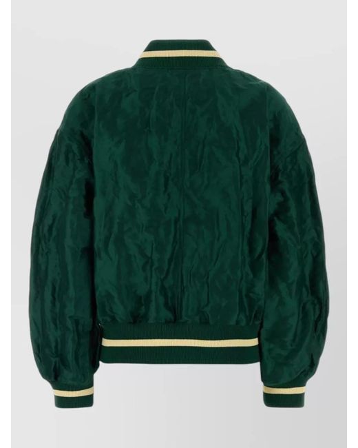 Loewe Green Tech Fabric Bomber Jacket Quilted Texture