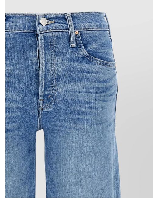 Mother Blue Denim Wide-Leg Jeans