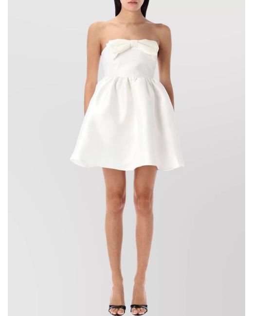 Self-Portrait White Bow Embellished Strapless Mini Dress