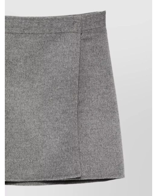 Semicouture Gray Wool Wrap Pleated Skirt
