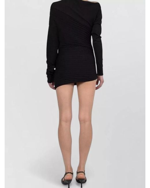 Philosophy Black Off Shoulder Ruched Fitted Long Sleeve Top