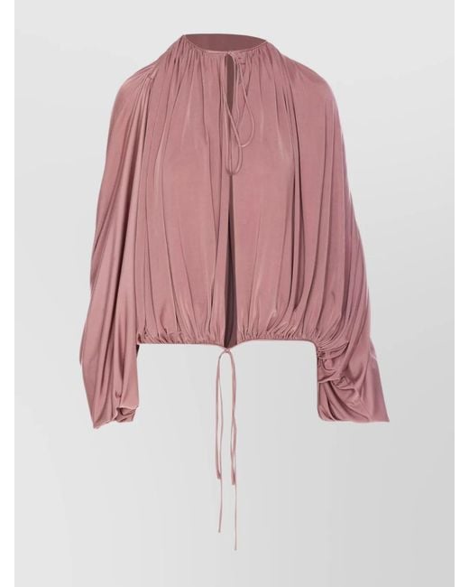 Saint Laurent Pink Fluid Oversized Flared Blouse