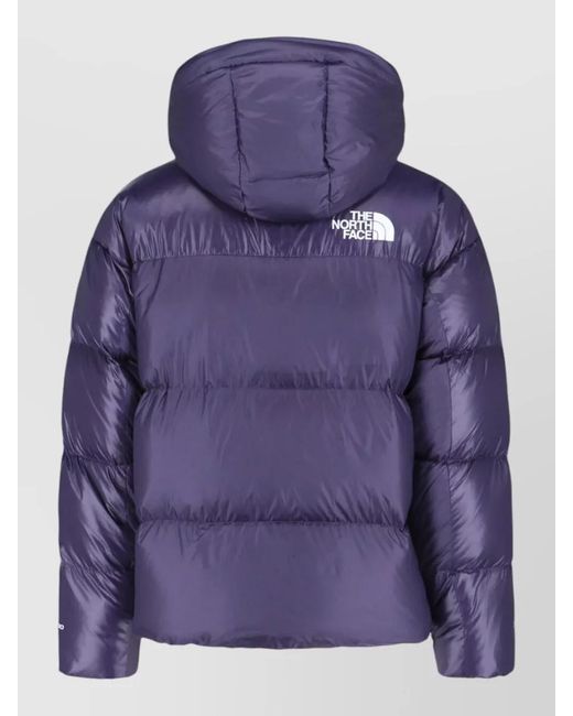 The North Face Blue Hooded Coat Padded Design Side Zipper Pockets