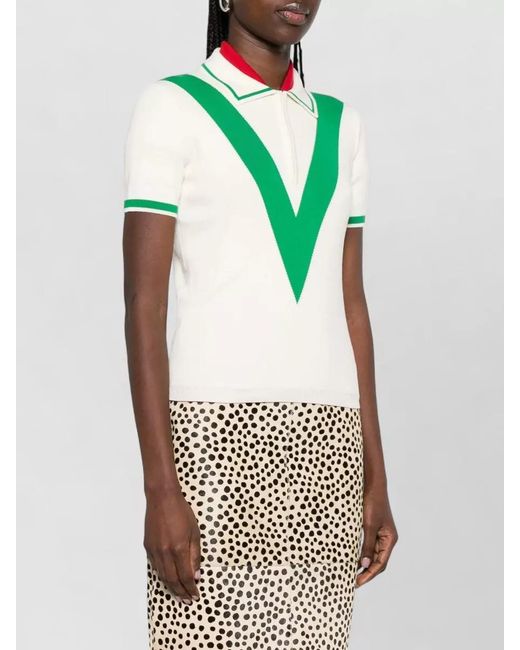 Valentino Garavani Green Ribbed Polo Top