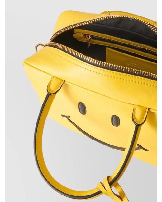 Moschino Yellow Calf Leather Mini Shoulder Bag