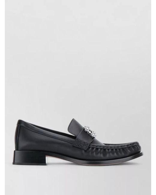Roger Vivier Multicolor Strass Embellished Leather Loafer Round Toe