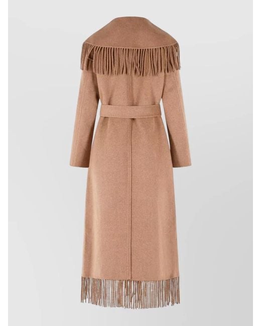 Jonathan Simkhai Natural Carrie Long Wool Blend Belted Coat