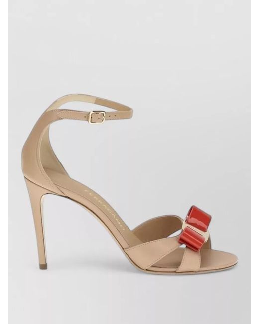 Ferragamo Metallic Leather Vara Bow Stiletto Sandals