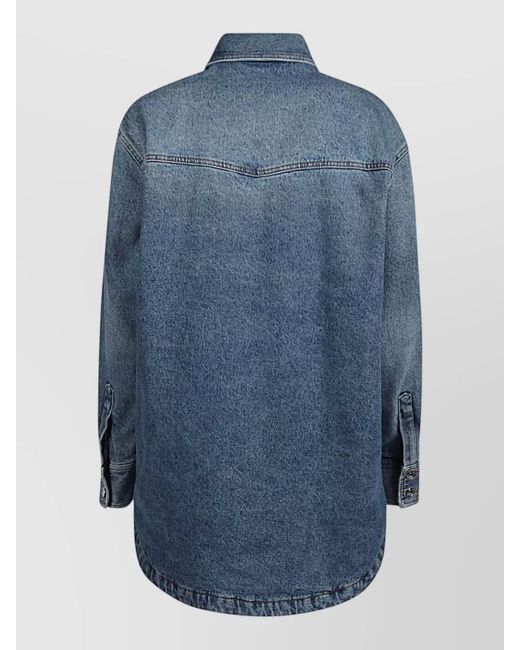 ARMARIUM Blue Denim Cotton Jacket Collared Neck Chest Pockets