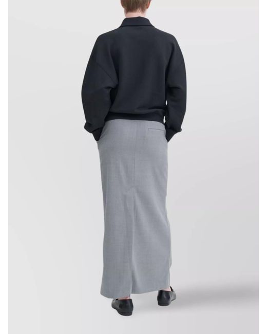 Filippa K Blue Ribbed Long Sleeve Polo Shirt