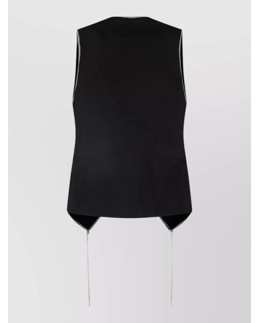 Giorgio Armani Black Jacket Rhinestone Detail Sleeveless Tailored Silhouette