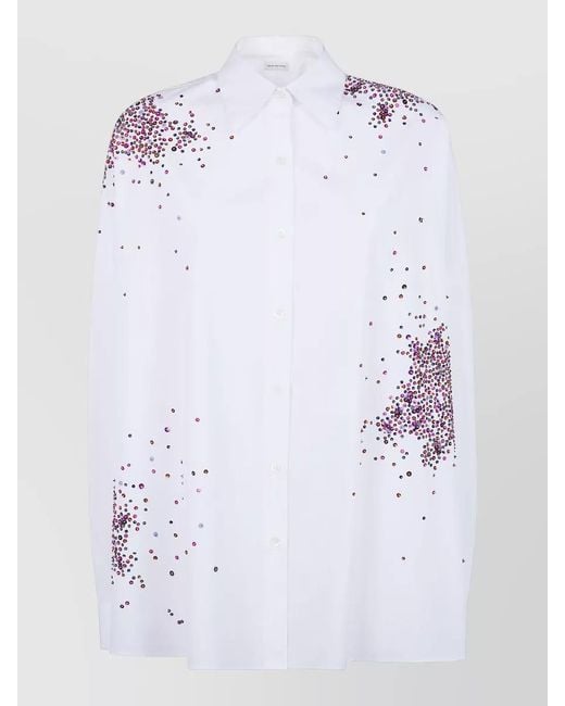 Dries Van Noten White Embroidered Cotton Shirt