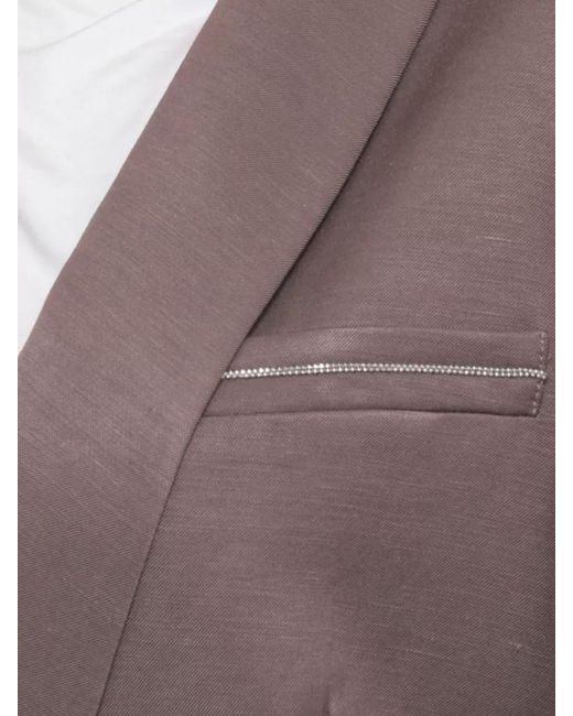 Peserico Brown Linen Viscose Long-Sleeve Blazer