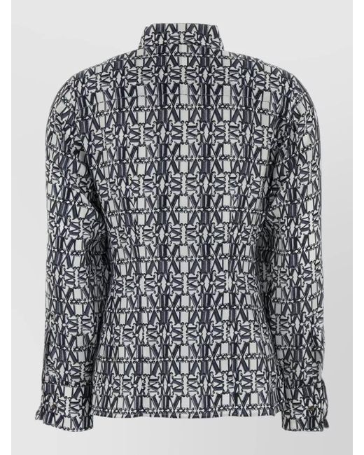 Max Mara Gray Silk Marte Shirt Geometric Print for men