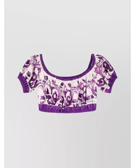 Dolce & Gabbana Pink Cotton Maiolica Print Top